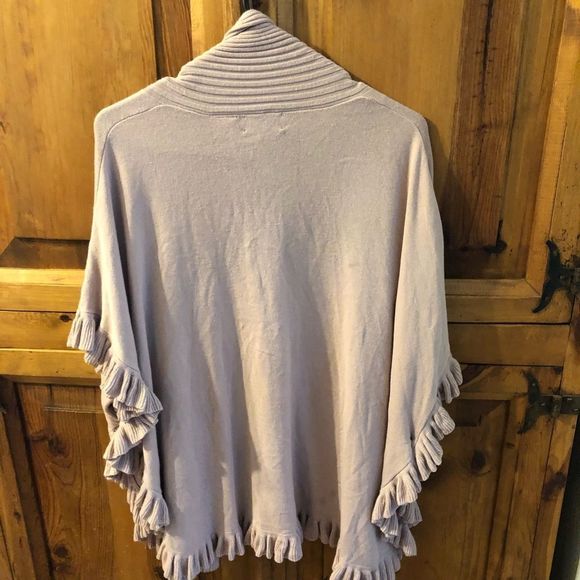 Gorgeous Joseph A Shawl Kimono style knit Lt Rose 1X Ruffled Sleeves & Bottom - Picture 5 of 6